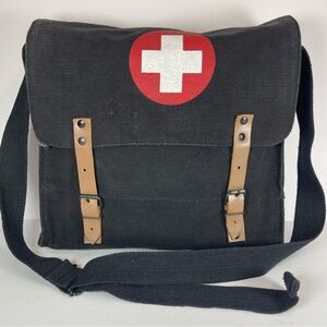Military vintage-style canvas medic crossbody messenger bag